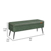 Fyn 47 Inch Storage Ottoman Bench Black Steel Legs Green Faux Leather By Casagear Home BM315853