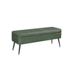 Fyn 47 Inch Storage Ottoman Bench Black Steel Legs Green Faux Leather By Casagear Home BM315853