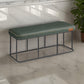 Fyn 47 Inch Ottoman Bench, Green Faux Leather Padded Seat, Black Steel By Casagear Home