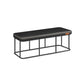 Fyn 47 Inch Ottoman Bench Black Faux Leather Padded Seat Steel Frame By Casagear Home BM315856