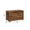 32 Inch Vintage Storage Trunk Chest Bench 2 Safety Hinges Brown Wood By Casagear Home BM315857