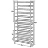 Gaco 87 Inch Shoe Rack 12 Shelves Open Metal Frame Modern Gray Finish By Casagear Home BM315861