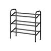 Uovi 23-33 Inch Expandable Shoe Rack 3 Shelves Curved Top Black Metal By Casagear Home BM315862