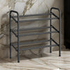 Uovi 23-33 Inch Expandable Shoe Rack, 3 Shelves, Curved Top, Black Metal By Casagear Home