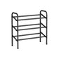 Uovi 23-33 Inch Expandable Shoe Rack 3 Shelves Curved Top Black Metal By Casagear Home BM315862