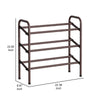 Uovi 23-33 Inch Expandable Shoe Rack 3 Shelves Curved Top Bronze Metal By Casagear Home BM315863