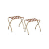 Rami 27 Inch Luggage Rack Set of 2 Fabric Strips Shelf Gold Metal By Casagear Home BM315866