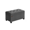 Neru 30 Inch Storage Ottoman Bench Tufted Removable Top Gray Poly Linen By Casagear Home BM315868