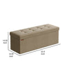 Zok 43 Inch Folding Storage Ottoman Bench Tufted Removable Top Taupe By Casagear Home BM315870