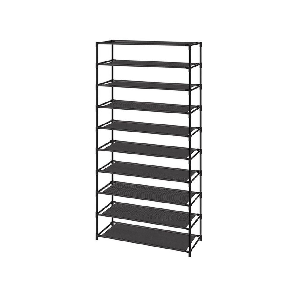 Gaco 63 Inch Shoe Rack 10 Shelves Stackable Metal Frame Black Finish By Casagear Home BM315876