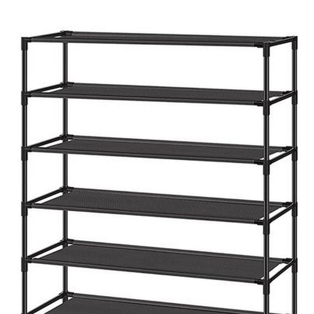 Gaco 63 Inch Shoe Rack 10 Shelves Stackable Metal Frame Black Finish By Casagear Home BM315876