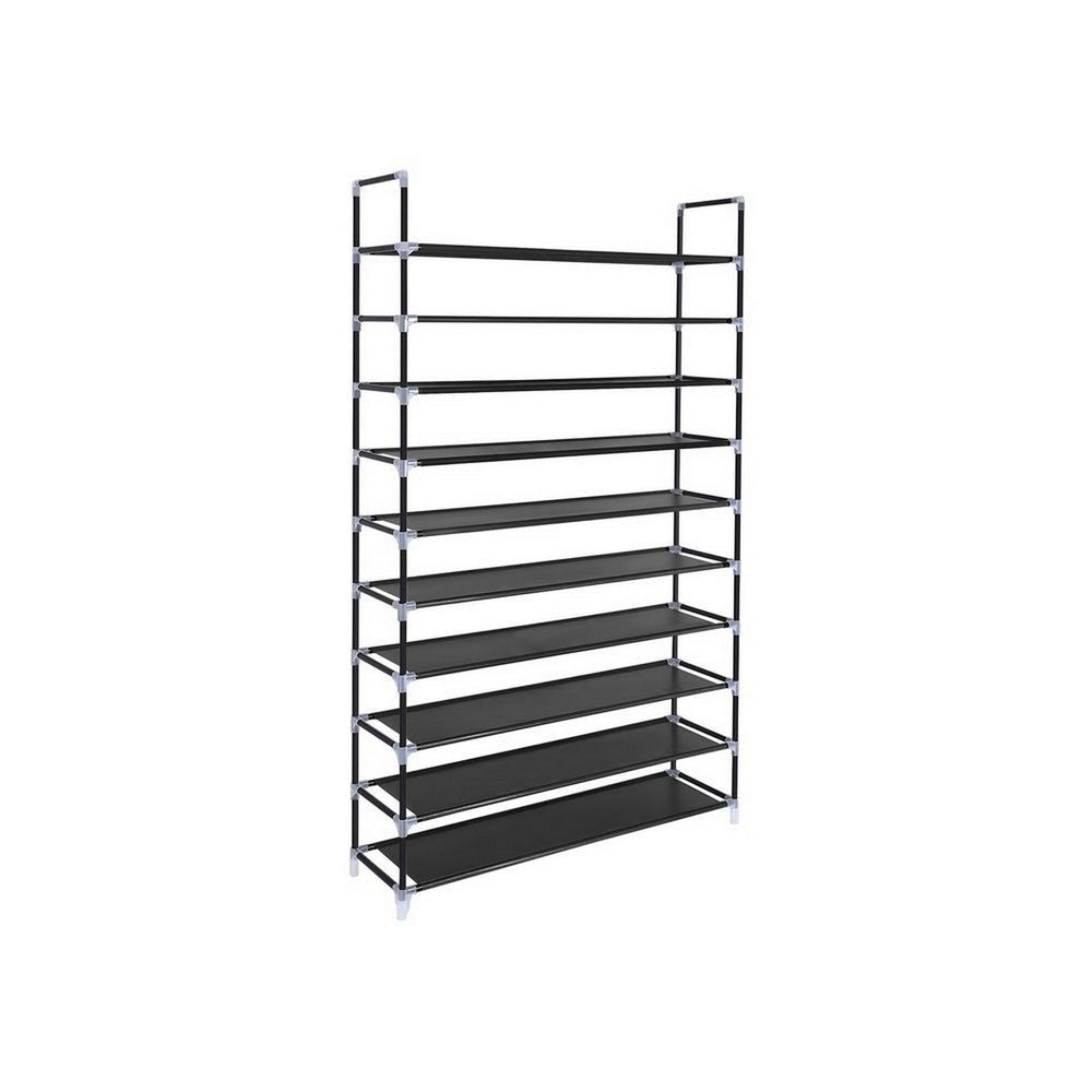 Gaco 69 Inch Shoe Rack 10 Shelves Stackable Metal Frame Black Finish By Casagear Home BM315877