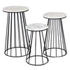 30 Inch Plant Stand Side Table Set of 3 Round Marble Top Tapered Black By Casagear Home BM315880