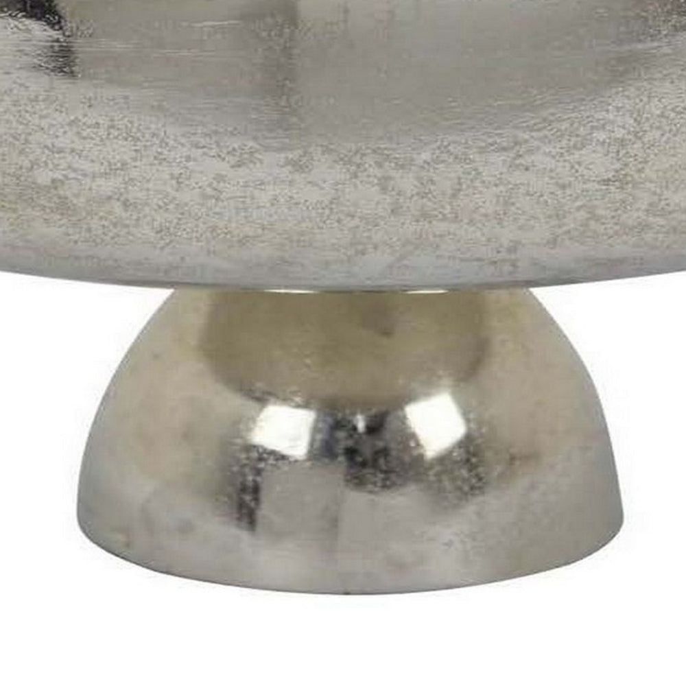 16 Inch Tabletop Decorative Bowl with a Pedestal Footed Base Silver By Casagear Home BM315885