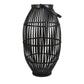 Gyna 30 Inch Modern Tabletop Lantern, Woven Cylindrical Decoration, Black By Casagear Home