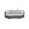 Mita 86 Inch Outdoor Loveseat 2 Pillows Curved Cushions Gray Resin Wicker By Casagear Home BM315913