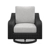 Tira 38 Inch Outdoor Swivel Lounge Chair Cushioned Resin Black Gray By Casagear Home BM315915