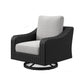 Tira 38 Inch Outdoor Swivel Lounge Chair Cushioned Resin Black Gray By Casagear Home BM315915