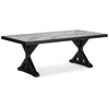 Tira 84 Inch Outdoor Dining Table, Tile Top, Black, Light Gray Finish By Casagear Home