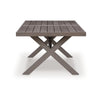 Karo 84 Inch Outdoor Dining Table Slatted Top and Umbrella Hole Brown By Casagear Home BM315921