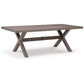 Karo 84 Inch Outdoor Dining Table, Slatted Top and Umbrella Hole, Brown By Casagear Home