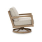 Karo 35 Inch Outdoor Swivel Lounge Chair Cushioned Seat Beige Brown By Casagear Home BM315924