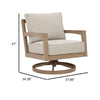 Karo 35 Inch Outdoor Swivel Lounge Chair Cushioned Seat Beige Brown By Casagear Home BM315924