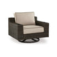 Waga 43 Inch Outdoor Swivel Lounge Chair, Cupholder, Brown Wicker, Beige By Casagear Home