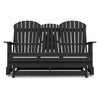 Sami 67 Inch Outdoor Adirondack Glider Loveseat Dropdown Cupholders Black By Casagear Home BM315938