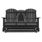 Sami 67 Inch Outdoor Adirondack Glider Loveseat Dropdown Cupholders Black By Casagear Home BM315938