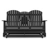 Sami 67 Inch Outdoor Adirondack Glider Loveseat Dropdown Cupholders Black By Casagear Home BM315938