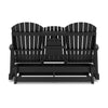 Sami 67 Inch Outdoor Adirondack Glider Loveseat Dropdown Cupholders Black By Casagear Home BM315938