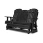 Sami 67 Inch Outdoor Adirondack Glider Loveseat, Dropdown Cupholders, Black By Casagear Home