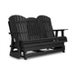 Sami 67 Inch Outdoor Adirondack Glider Loveseat, Dropdown Cupholders, Black By Casagear Home