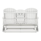 Sami 67 Inch Outdoor Adirondack Glider Loveseat Dropdown Cupholders White By Casagear Home BM315939