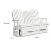 Sami 67 Inch Outdoor Adirondack Glider Loveseat Dropdown Cupholders White By Casagear Home BM315939