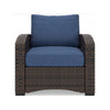 Zivi 32 Inch Outdoor Lounge Chair Cushioned Resin Wicker Blue Brown By Casagear Home BM315941