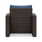 Zivi 32 Inch Outdoor Lounge Chair Cushioned Resin Wicker Blue Brown By Casagear Home BM315941