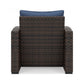 Zivi 32 Inch Outdoor Lounge Chair Cushioned Resin Wicker Blue Brown By Casagear Home BM315941