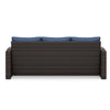 Zivi 80 Inch Outdoor Sofa Cushioned Seating Resin Wicker Blue Brown By Casagear Home BM315943