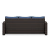 Zivi 80 Inch Outdoor Sofa Cushioned Seating Resin Wicker Blue Brown By Casagear Home BM315943