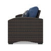 Zivi 80 Inch Outdoor Sofa Cushioned Seating Resin Wicker Blue Brown By Casagear Home BM315943