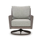 Karo 35 Inch Outdoor Swivel Lounge Chair Cushioned Gray Brown Finish By Casagear Home BM315944