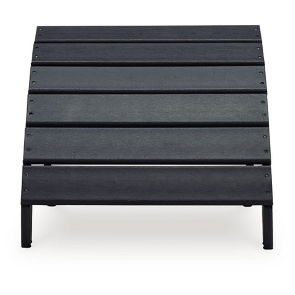 Sami 20 Inch Outdoor Ottoman Slatted Design Sloped Arc Black Finish By Casagear Home BM315946