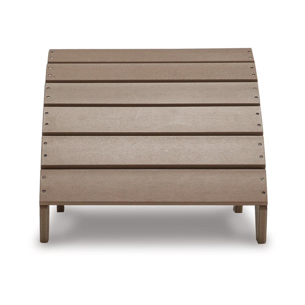 Sami 20 Inch Outdoor Ottoman Slatted Design Sloped Arc Brown Finish By Casagear Home BM315947