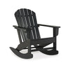 Sami 35 Inch Outdoor Rocking Chair, Slatted Design, Modern Black Finish By Casagear Home