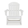 Sami 35 Inch Outdoor Rocking Chair Slatted Design Modern White Finish By Casagear Home BM315949