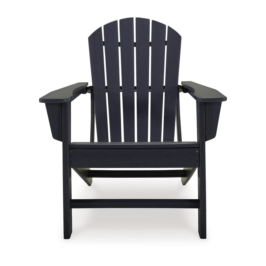 Sami 33 Inch Outdoor Chair Slatted Design Adirondack Black Finish By Casagear Home BM315951