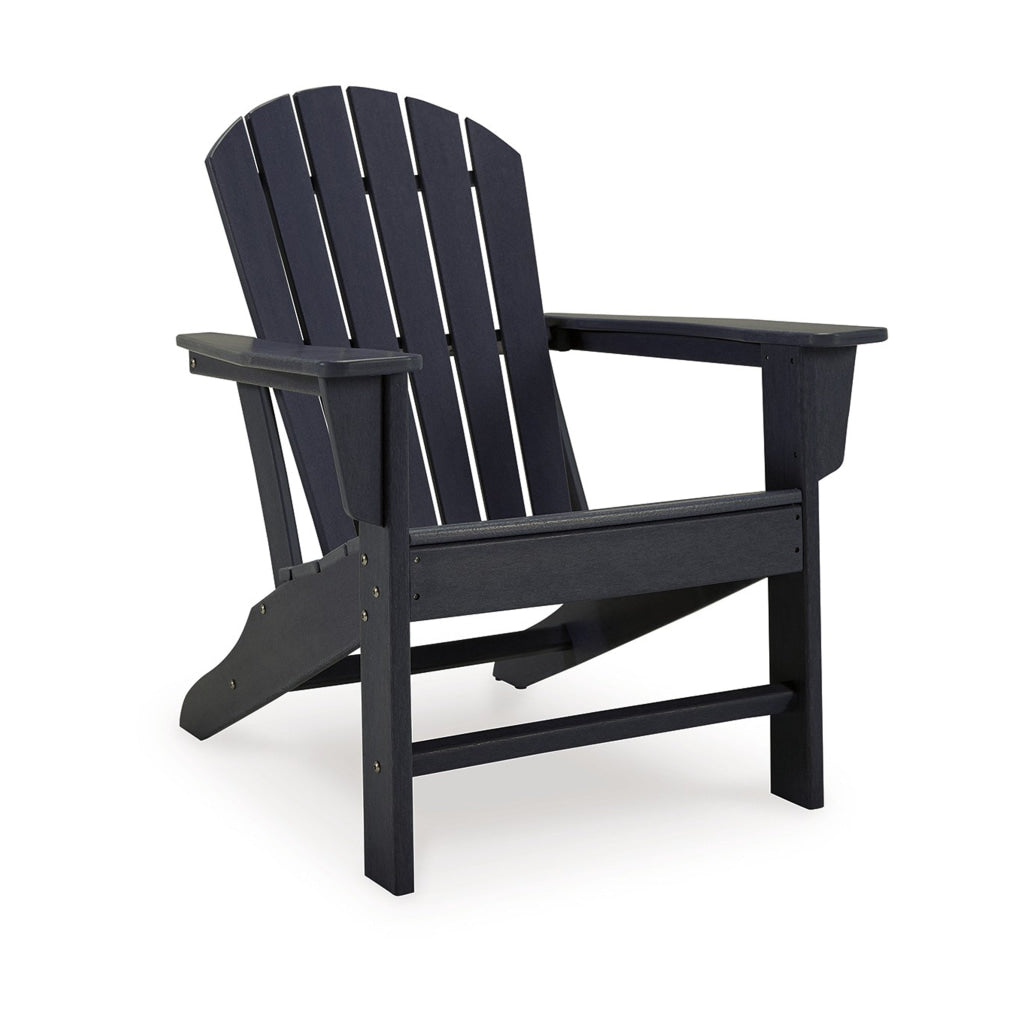 Sami 33 Inch Outdoor Chair Slatted Design Adirondack Black Finish By Casagear Home BM315951