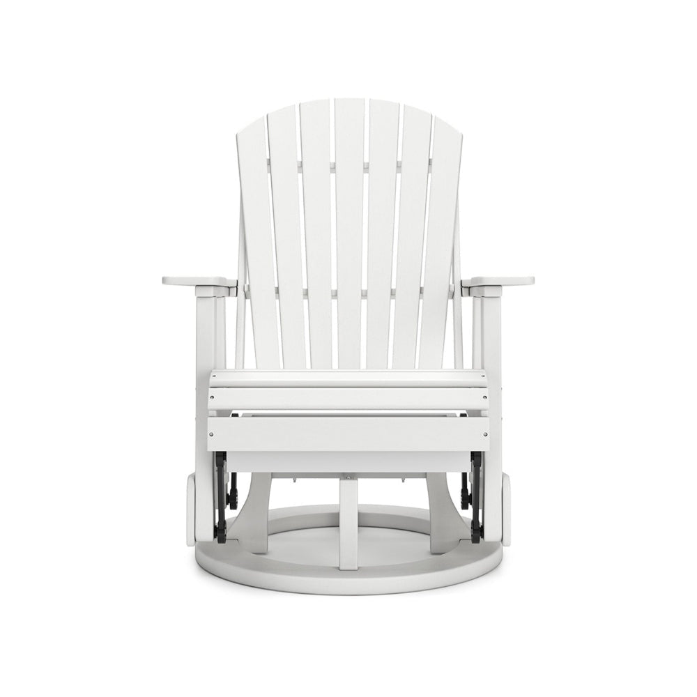 Sami 31 Inch Outdoor Swivel Glider Chair Slatted Adirondack White Finish By Casagear Home BM315952